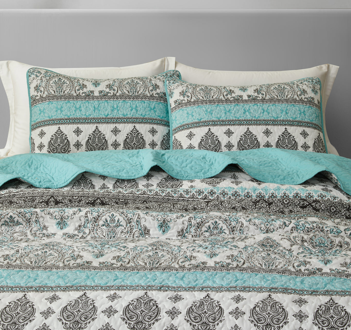 2/3-Piece Stone-Washed Printed Microfiber Quilt Bedspread Set