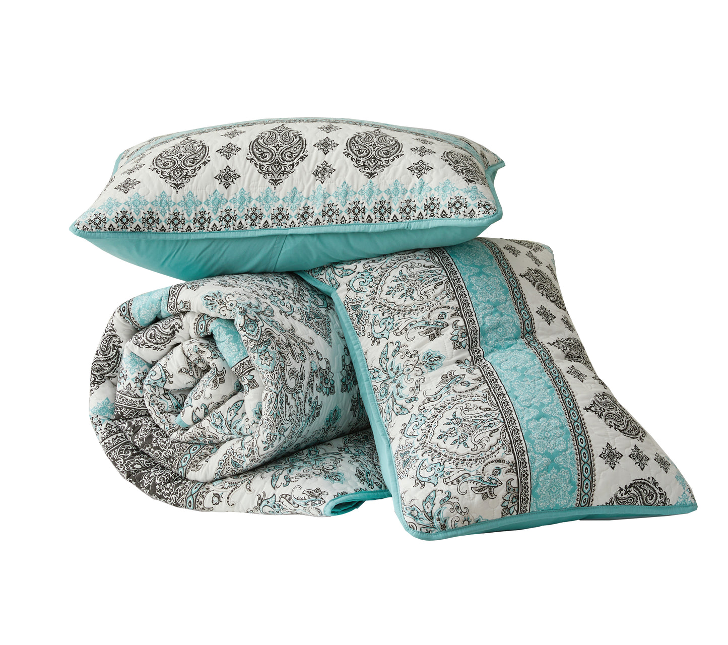 2/3-Piece Stone-Washed Printed Microfiber Quilt Bedspread Set