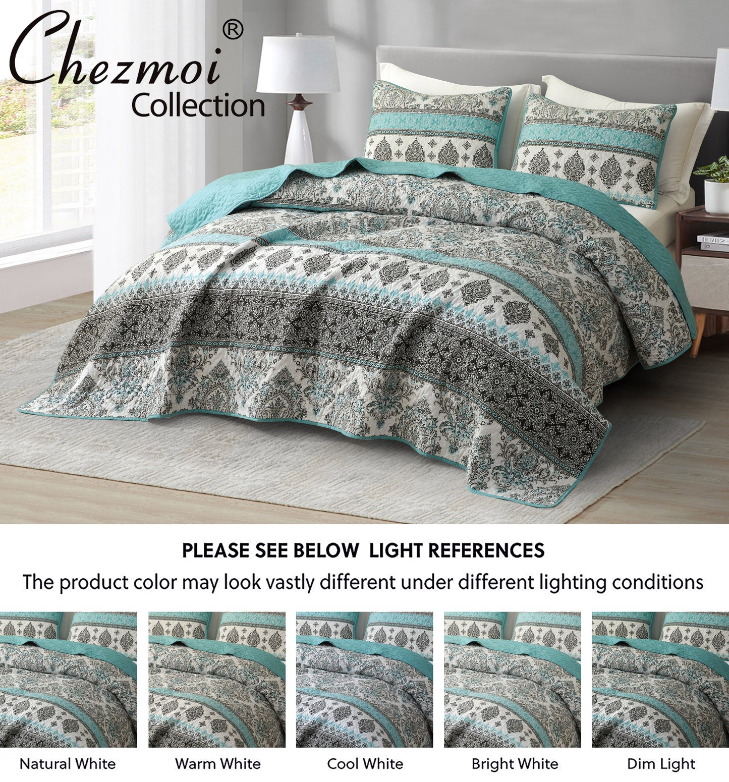 2/3-Piece Stone-Washed Printed Microfiber Quilt Bedspread Set