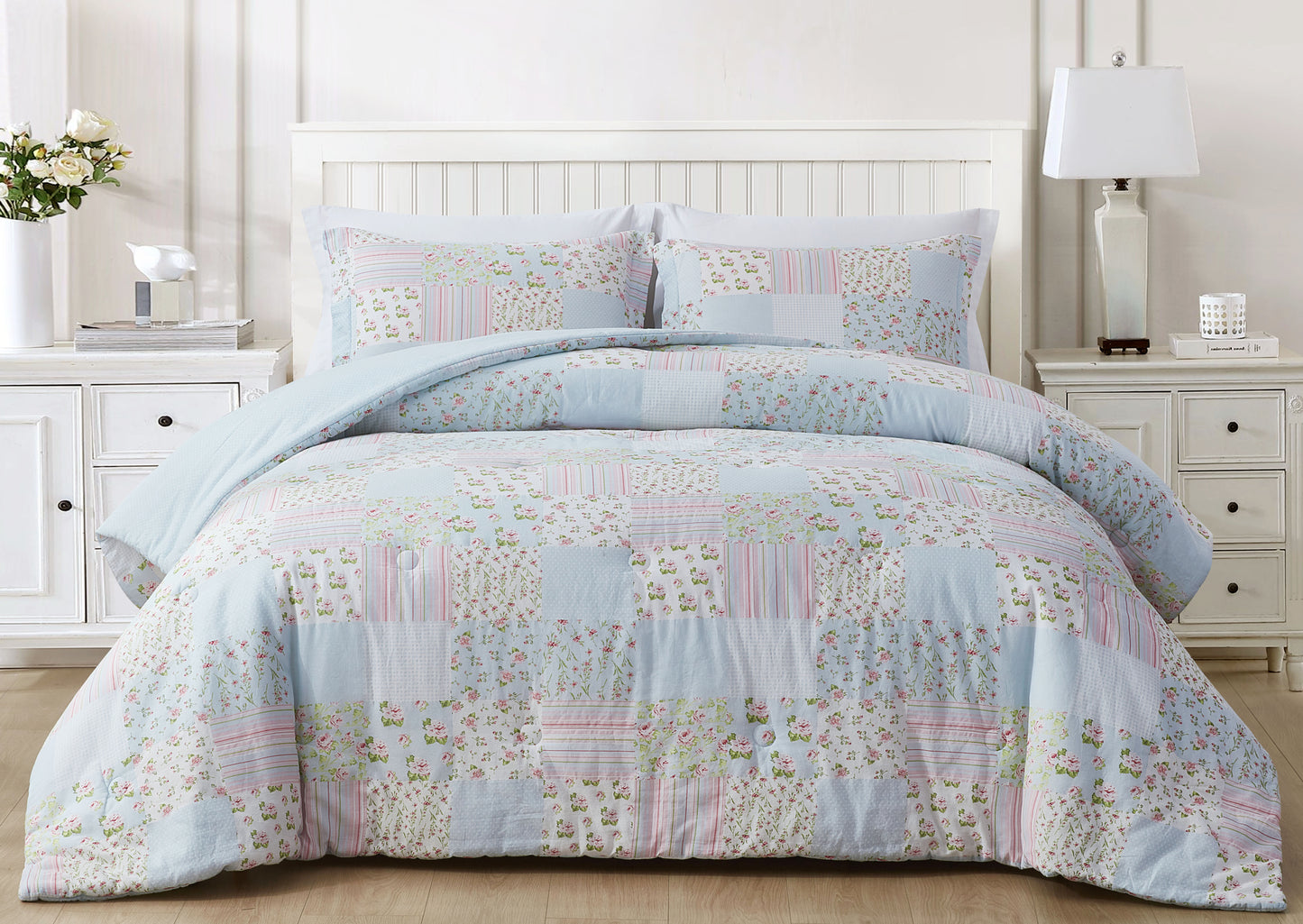 Garment Washed Cotton Comforter Bedding Set, Reversible Lightweight Comforter for All Season