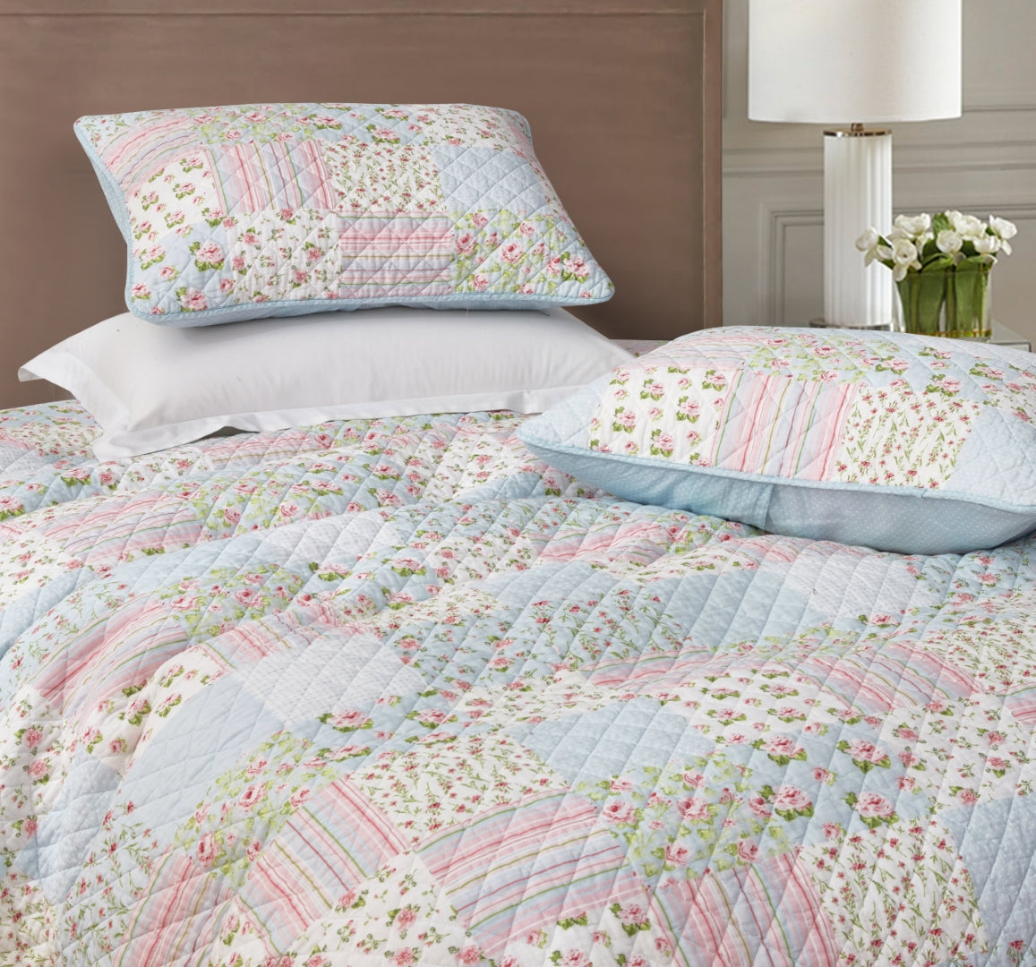 2/3-Piece Printed Lightweight Reversible Stone Washed Cotton Quilt Set