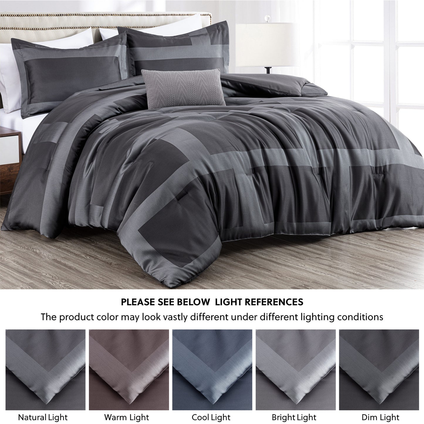 Hudson 4-Piece Modern Luxury Geometric Block Jacquard Comforter Set