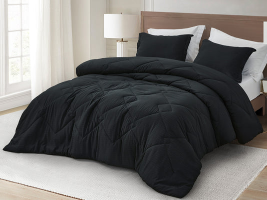 Hugo 3-Piece Jacquard Textured Woven Thin Lightweight Comforter Set