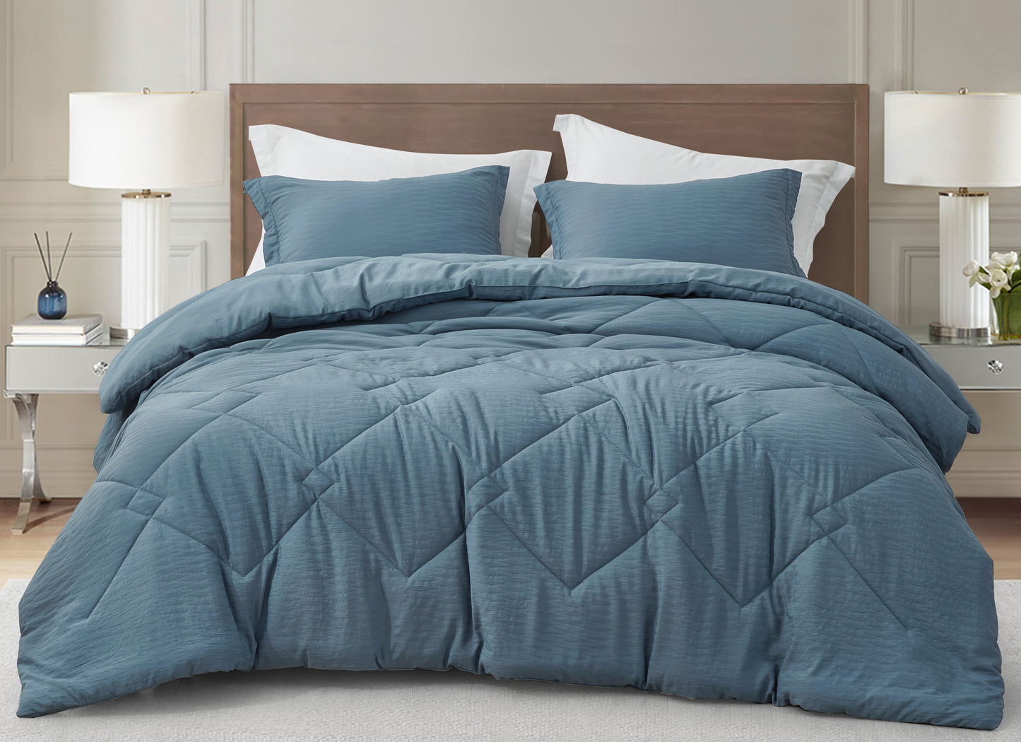 Hugo 3-Piece Jacquard Textured Woven Thin Lightweight Comforter Set