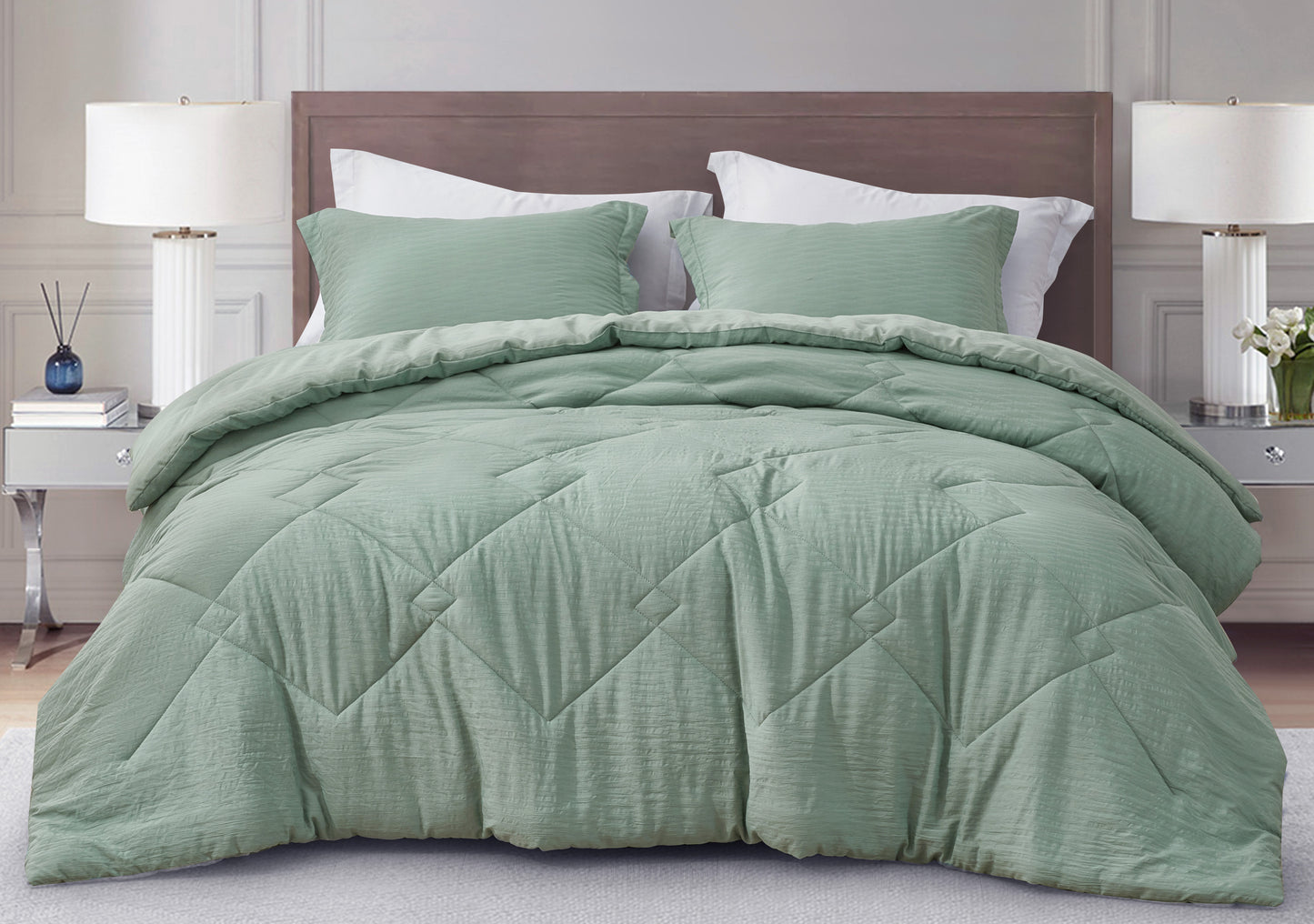 Hugo 3-Piece Jacquard Textured Woven Thin Lightweight Comforter Set