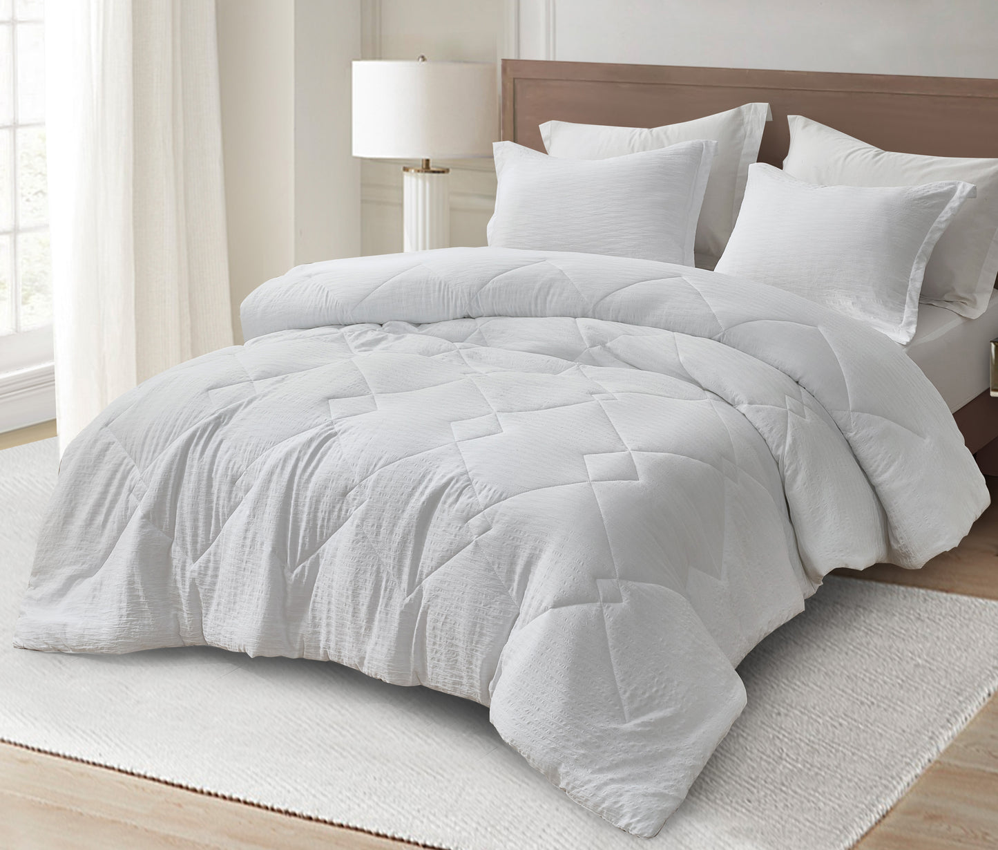 Hugo 3-Piece Jacquard Textured Woven Thin Lightweight Comforter Set