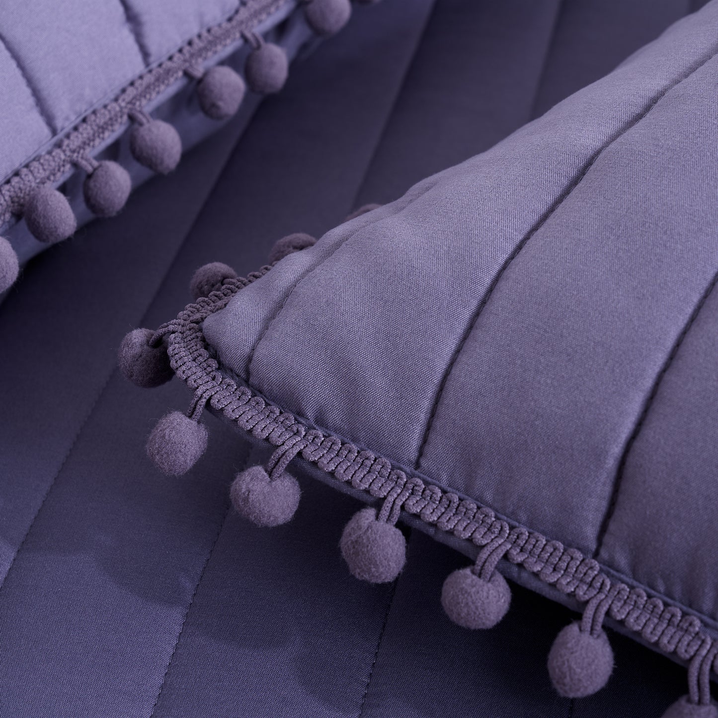 Iris 3-Piece Pom Pom Ball Fringe Quilted Coverlet Set