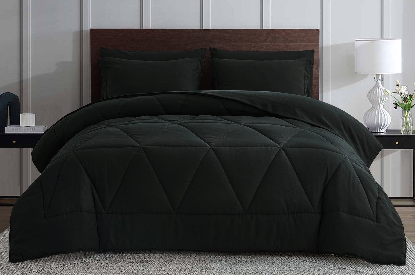 Jasper Geometric Triangle Stitch Bed in a Bag Comforter Set