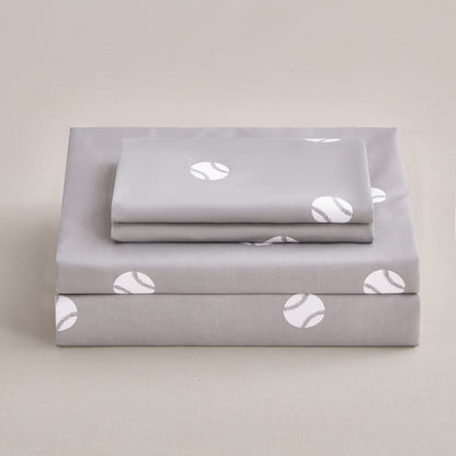 2-Pack Kids/Teens Sports Printed Fitted Sheet Set – 2 Fitted Sheets + 4 Pillowcases (No Flat Sheet)