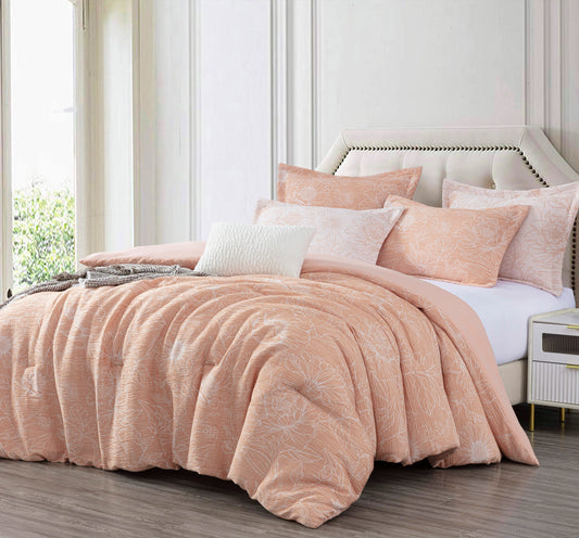 Katrina 6-Piece Floral Jacquard Textured Comforter Bedding Set