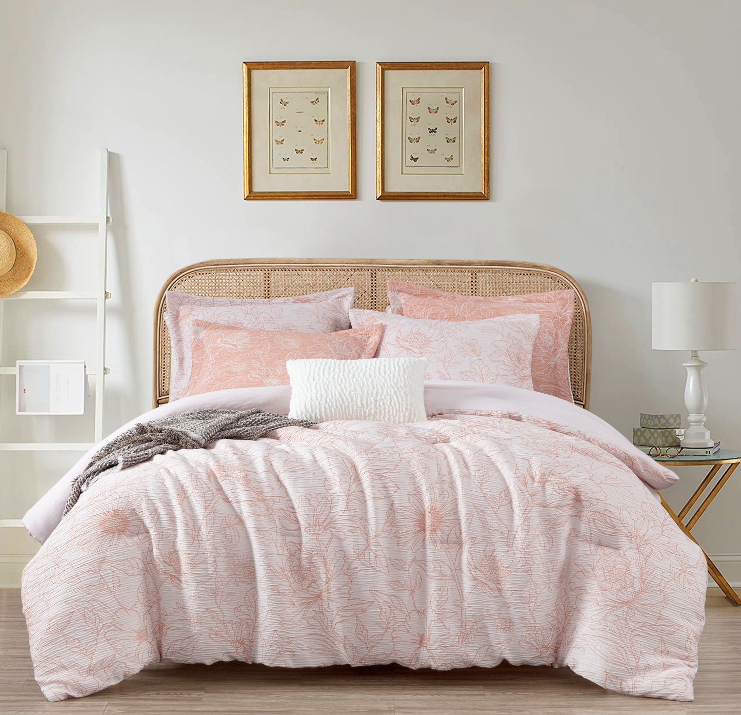 Katrina 6-Piece Floral Jacquard Textured Comforter Bedding Set