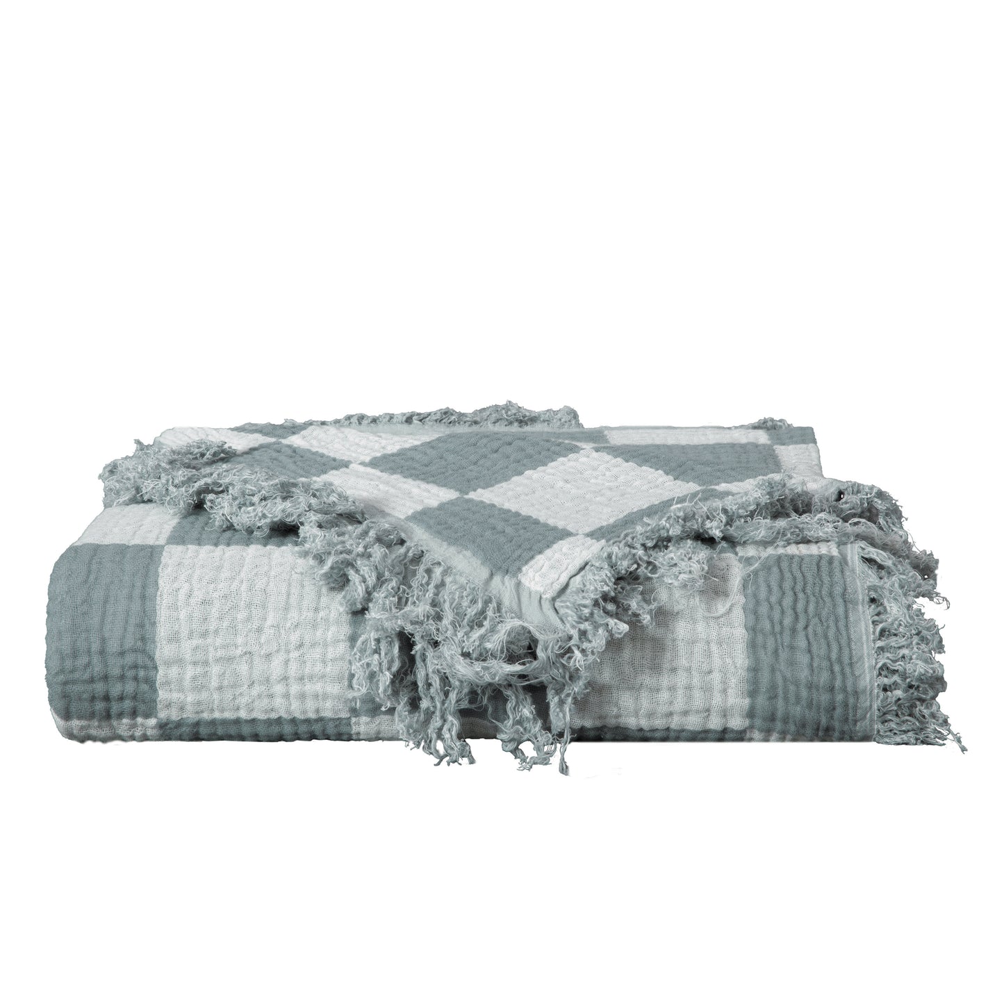 Kendall Checkered Cotton Muslin Throw Knit Woven Gauze Blanket