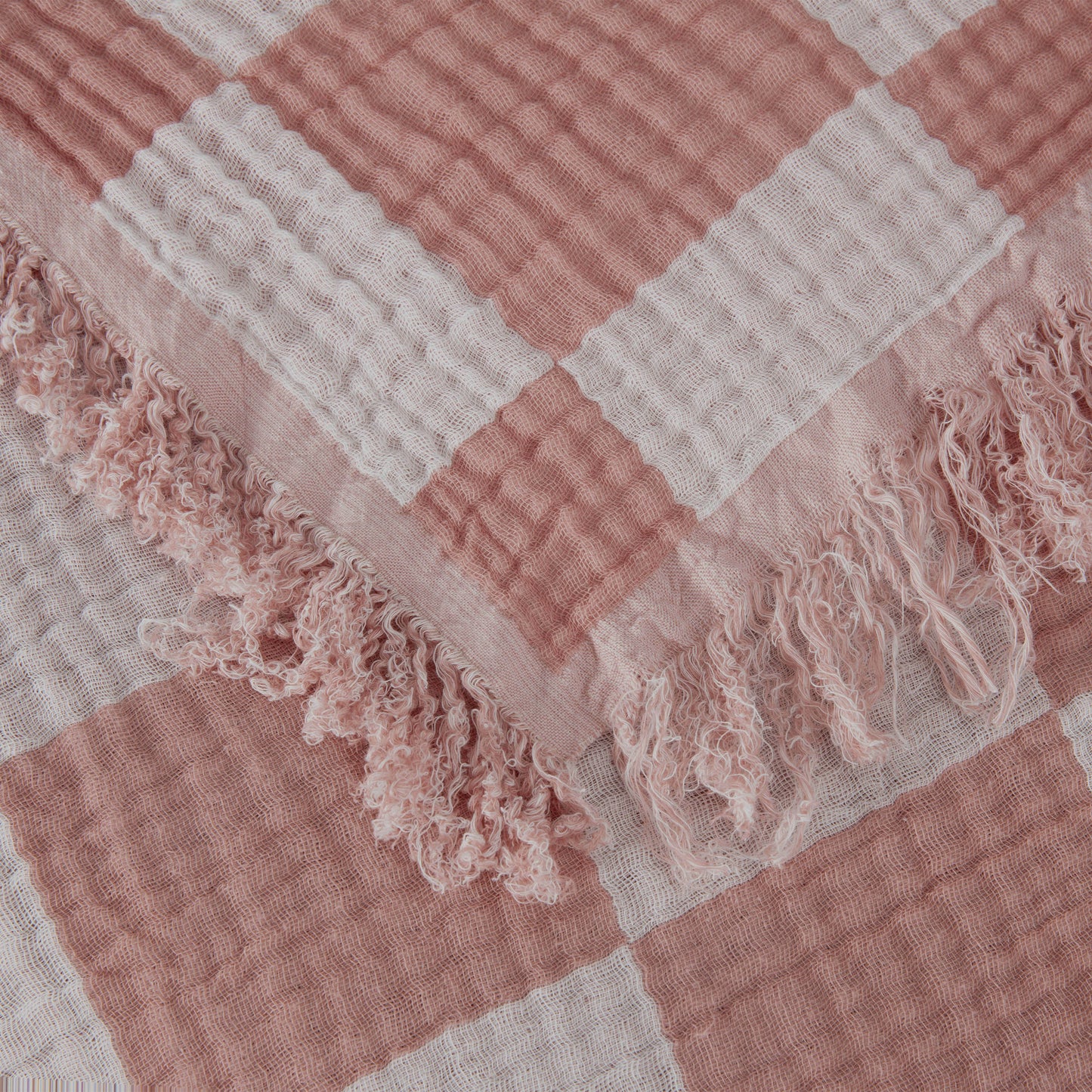 Kendall Checkered Cotton Muslin Throw Knit Woven Gauze Blanket