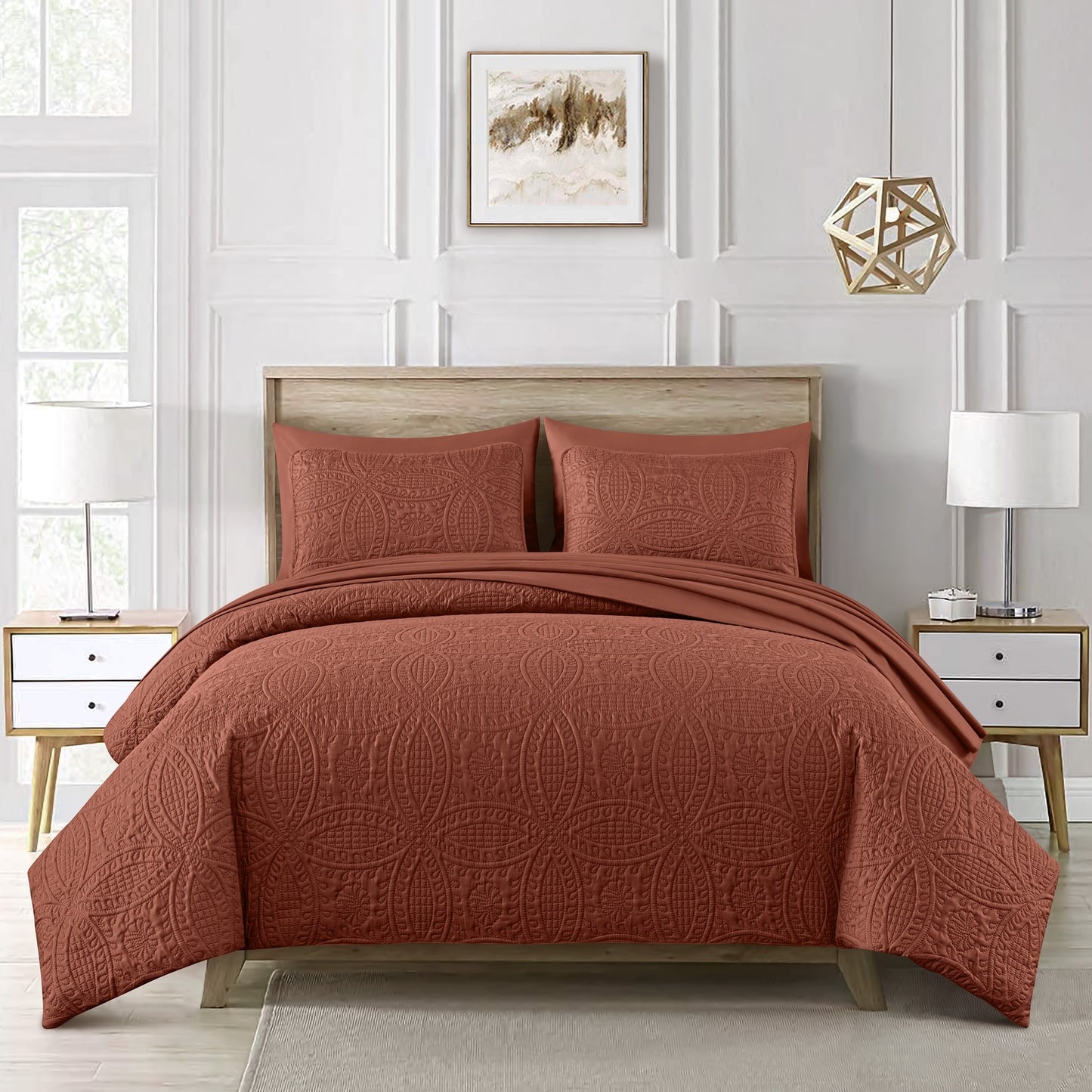 Liam Luxury Medallion Pinsonic Quilted Bed in a Bag Comforter Set