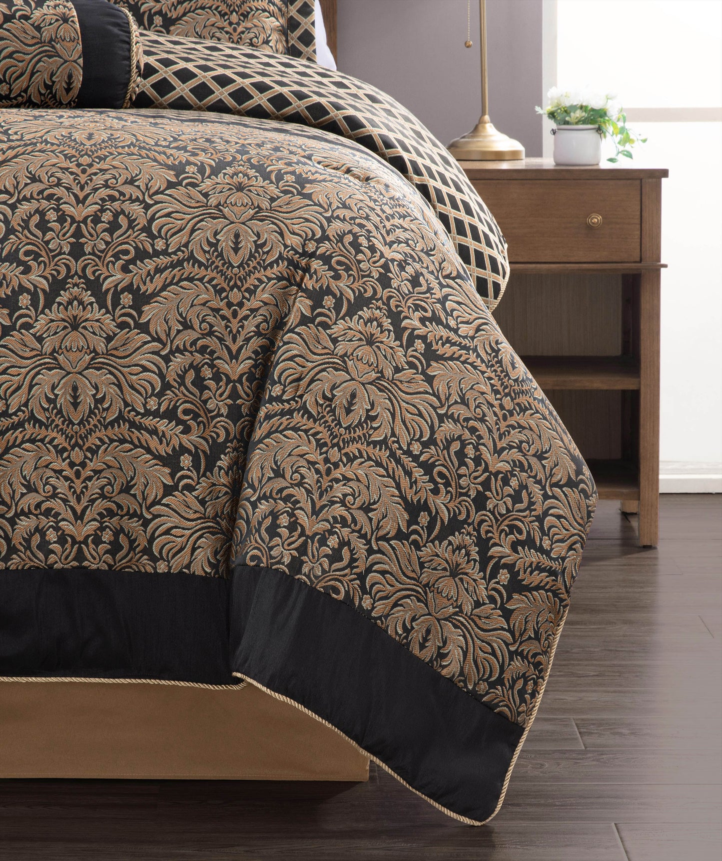 Lisbon 7-Piece Jacquard Floral Comforter Set