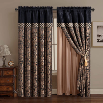 Lisbon 4-piece Jacquard Floral Window Curtain Set