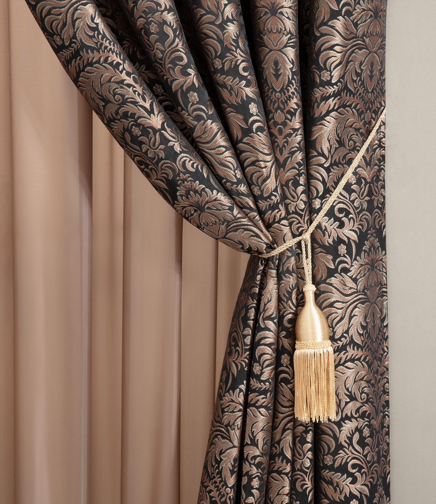 Lisbon 4-piece Jacquard Floral Window Curtain Set