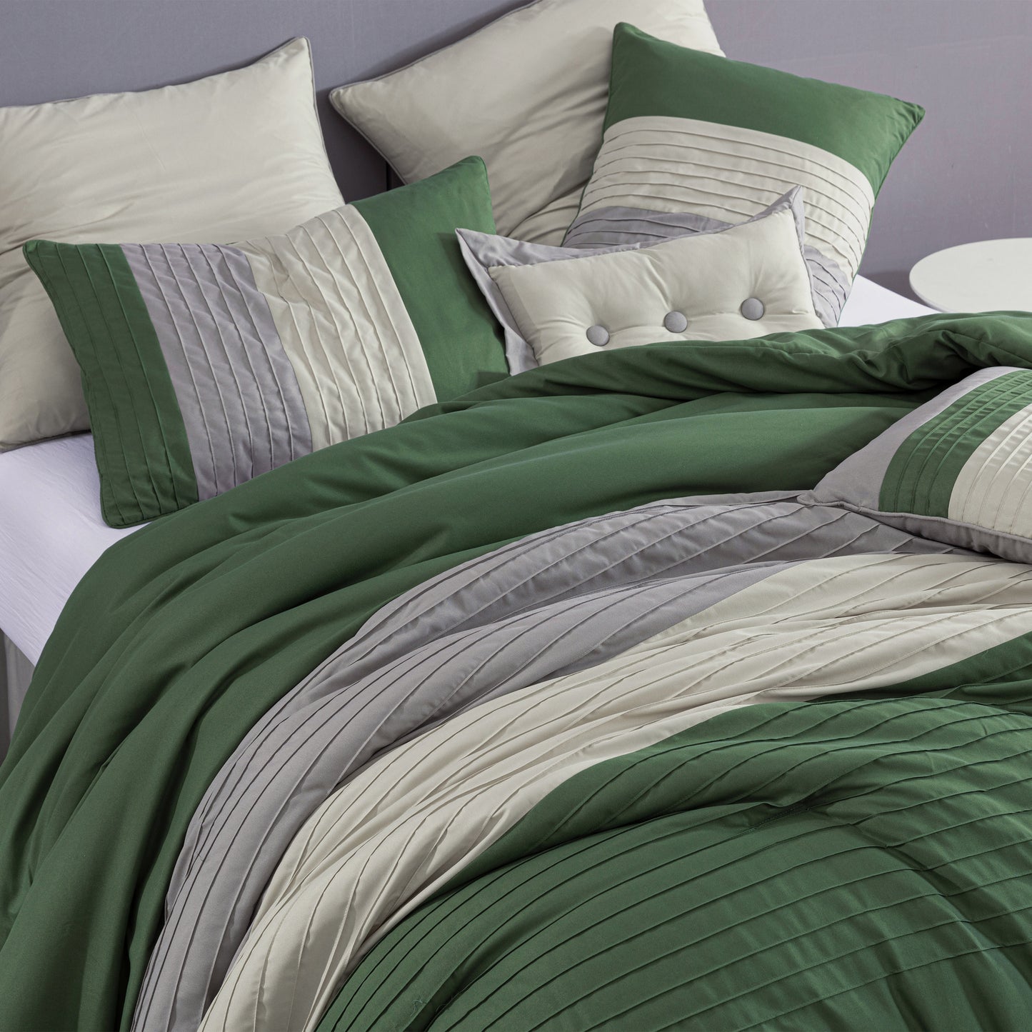 Loft 8-Piece Luxury Striped Pleated Comforter Set