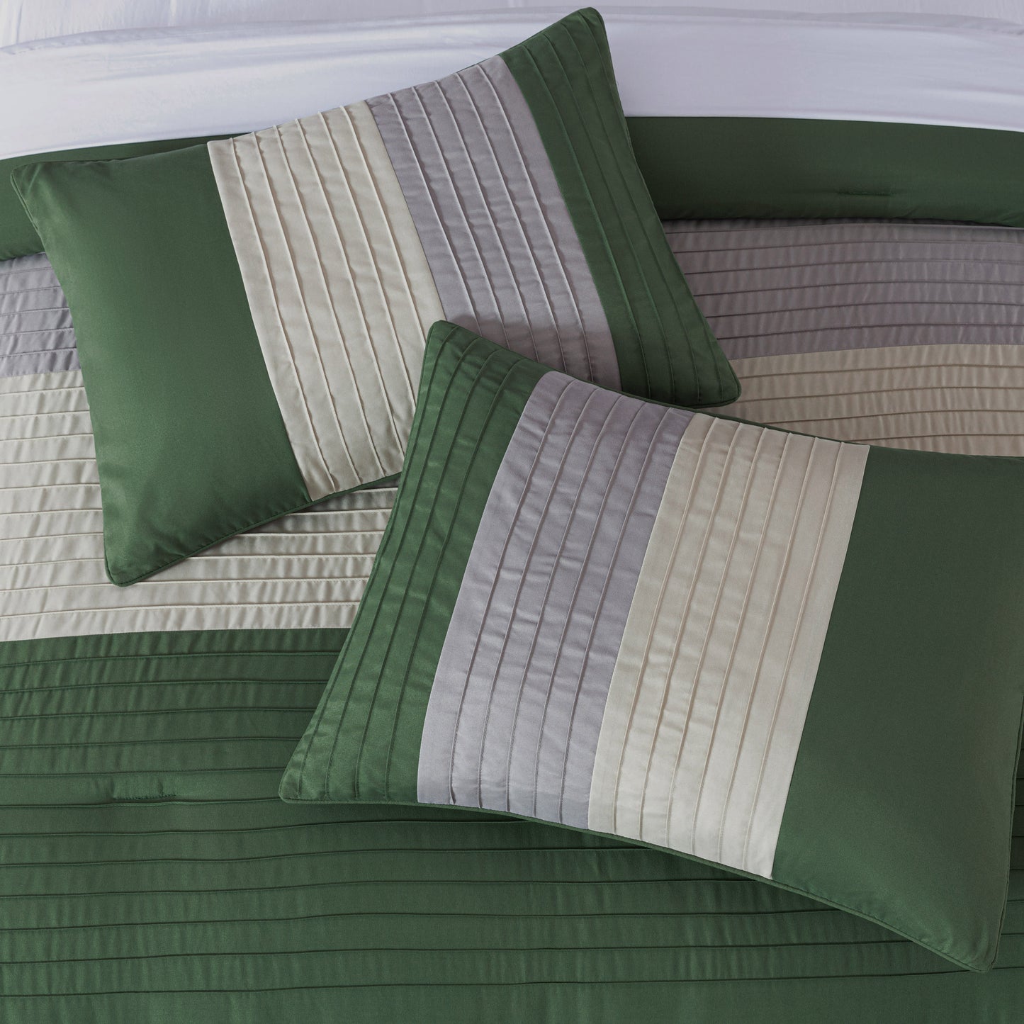 Loft 8-Piece Luxury Striped Pleated Comforter Set