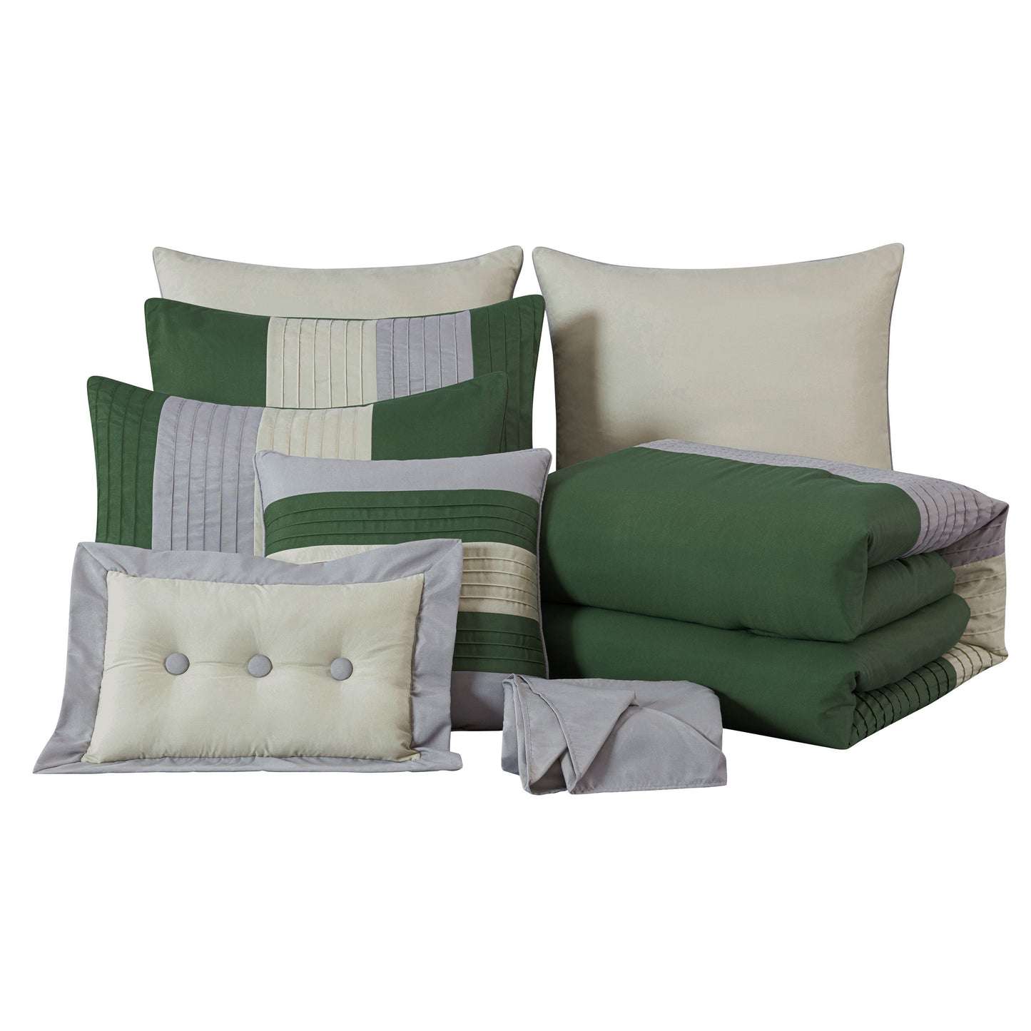 Loft 8-Piece Luxury Striped Pleated Comforter Set