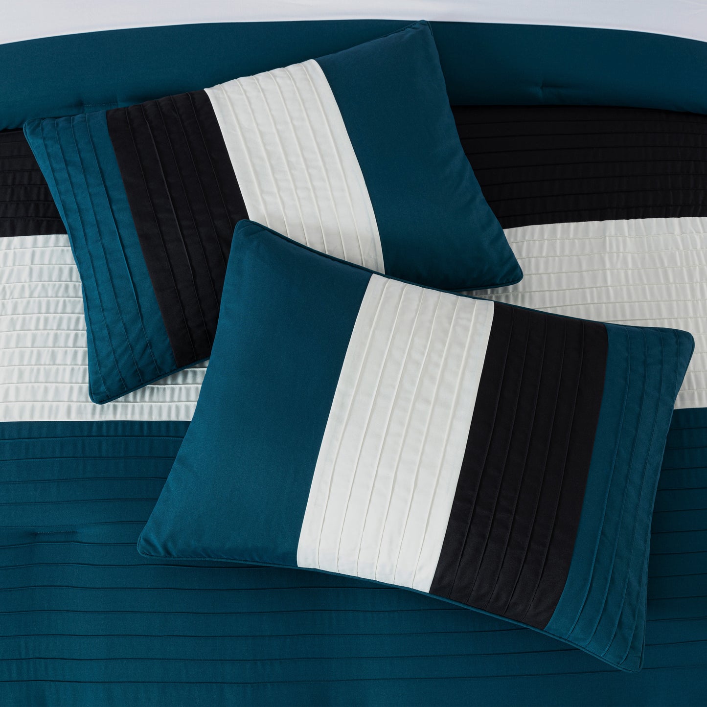 Loft 8-Piece Luxury Striped Pleated Comforter Set