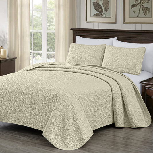 Luca Floral Medallion Embossed Oversized Bedspread Coverlet Set