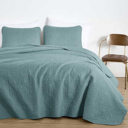 Luca Floral Medallion Embossed Oversized Bedspread Coverlet Set