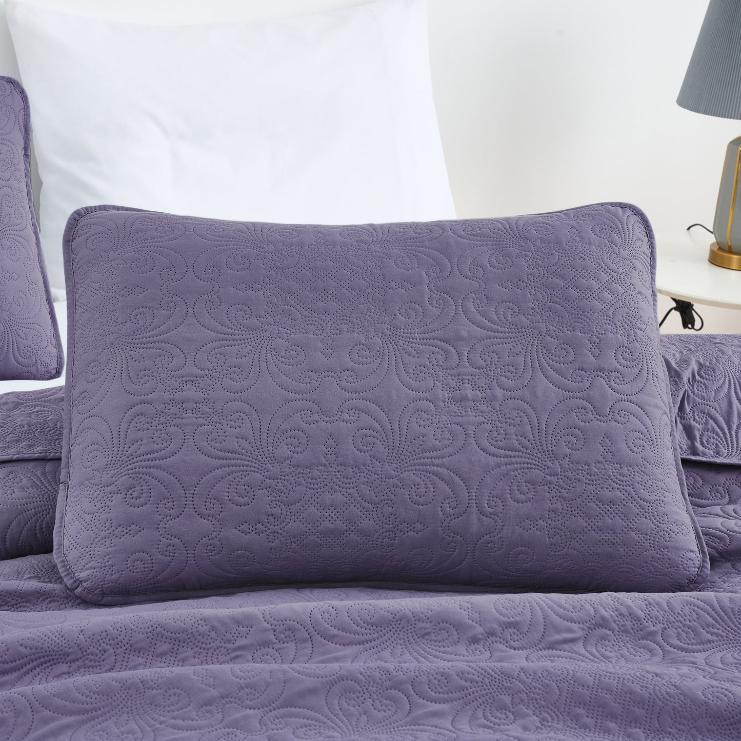 Luca Floral Medallion Embossed Oversized Bedspread Coverlet Set