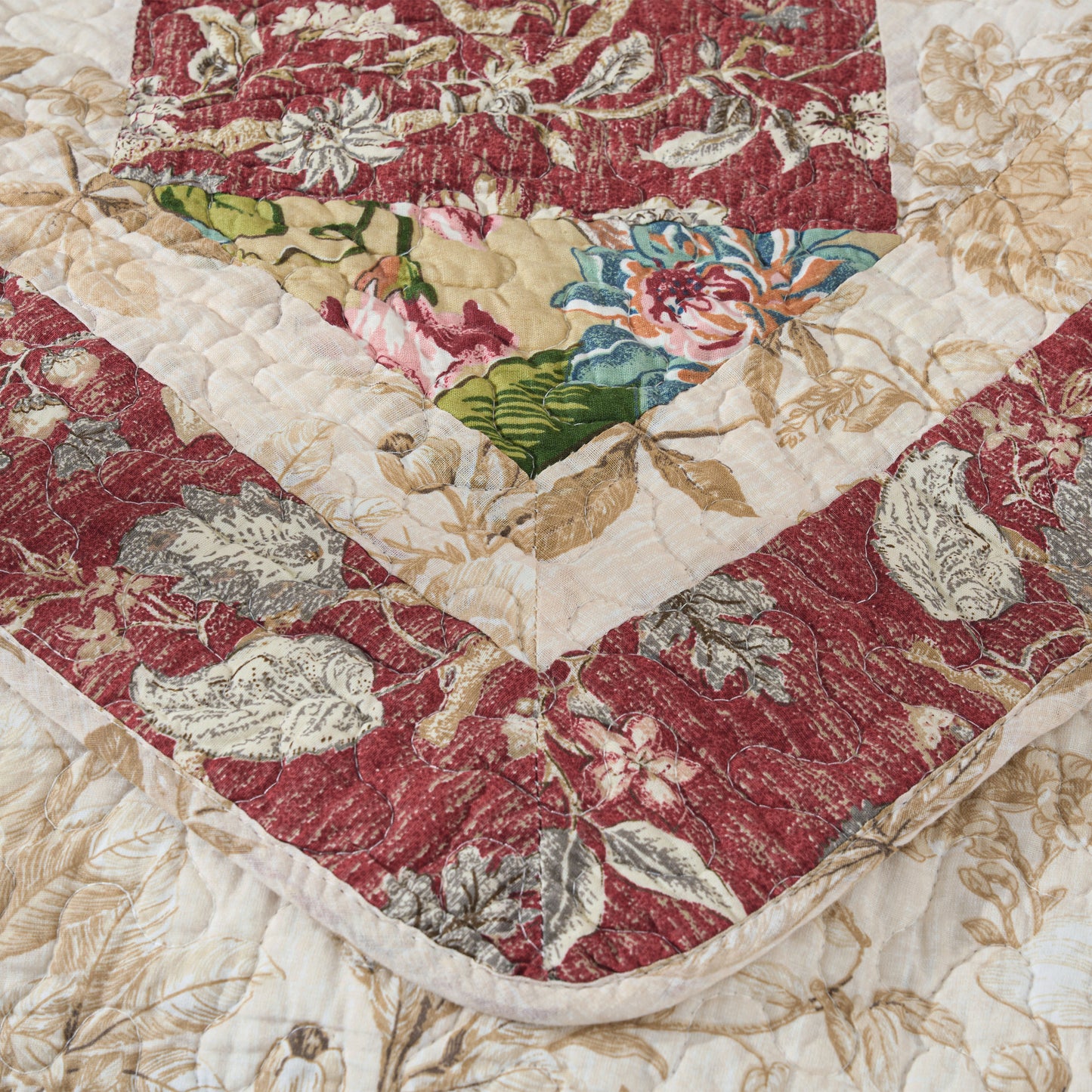 100% Washed Cotton Quilted Patchwork Reversible Throw Blanket