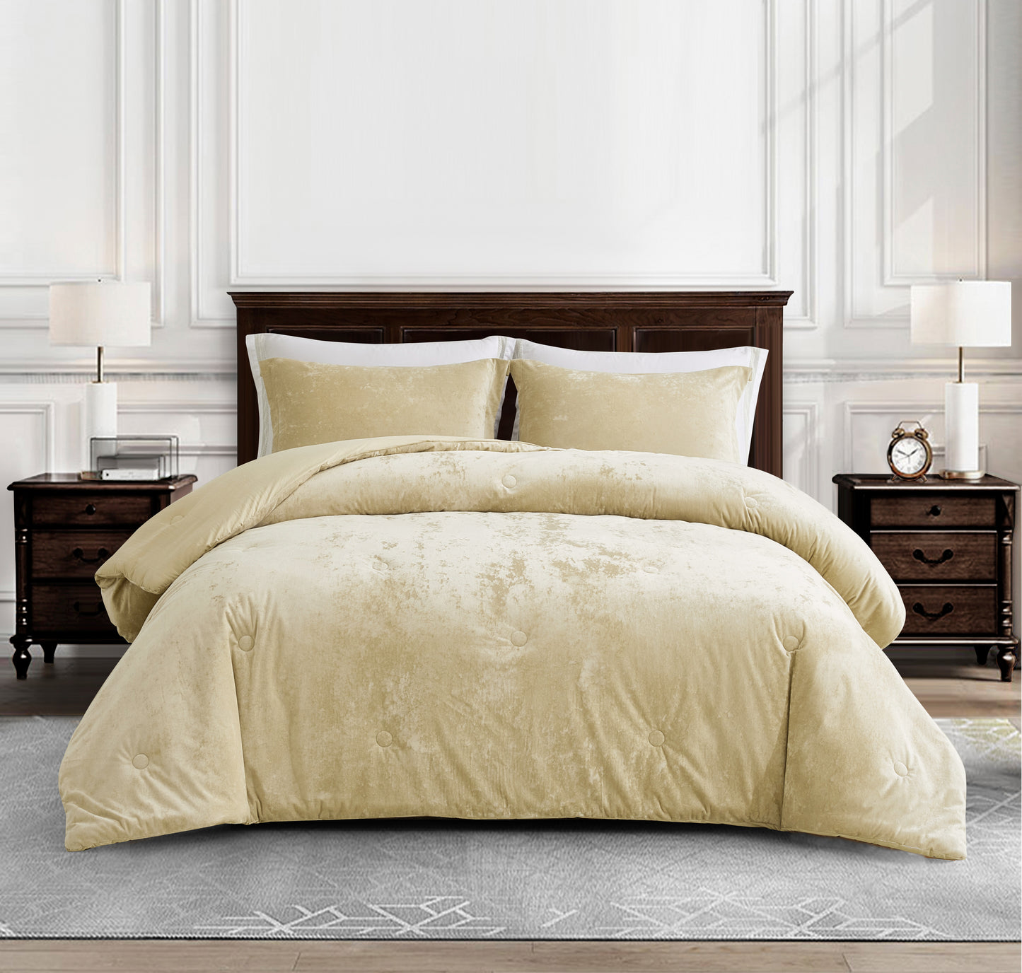 Lux Distressed Velvet Comforter Set with Microfiber Reverse