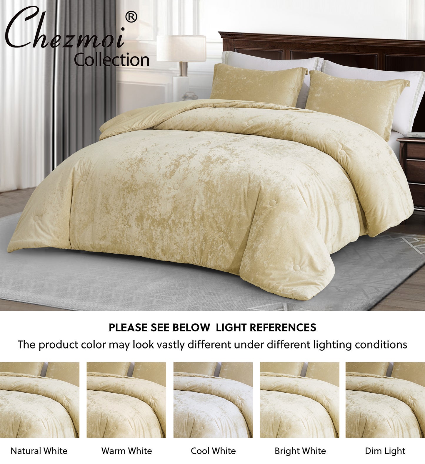 Lux Distressed Velvet Comforter Set with Microfiber Reverse