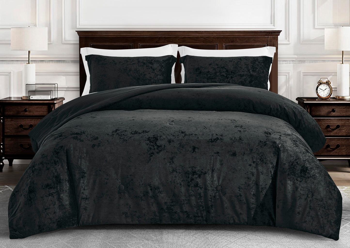 Lux Distressed Velvet Comforter Set with Microfiber Reverse