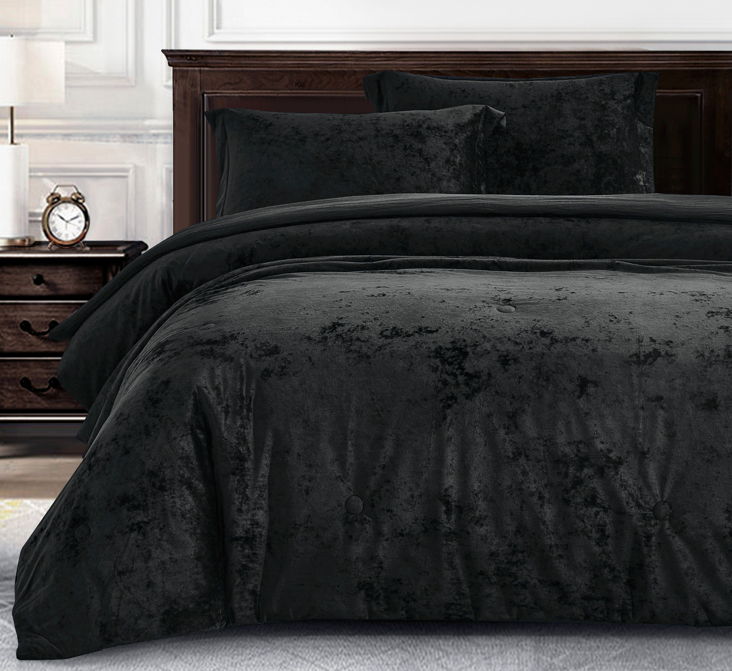 Lux Distressed Velvet Comforter Set with Microfiber Reverse