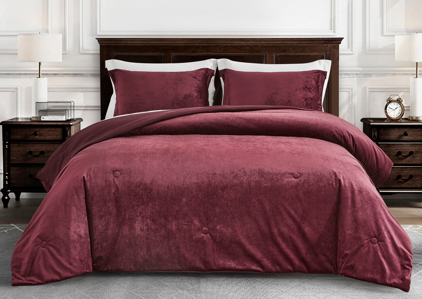 Lux Distressed Velvet Comforter Set with Microfiber Reverse