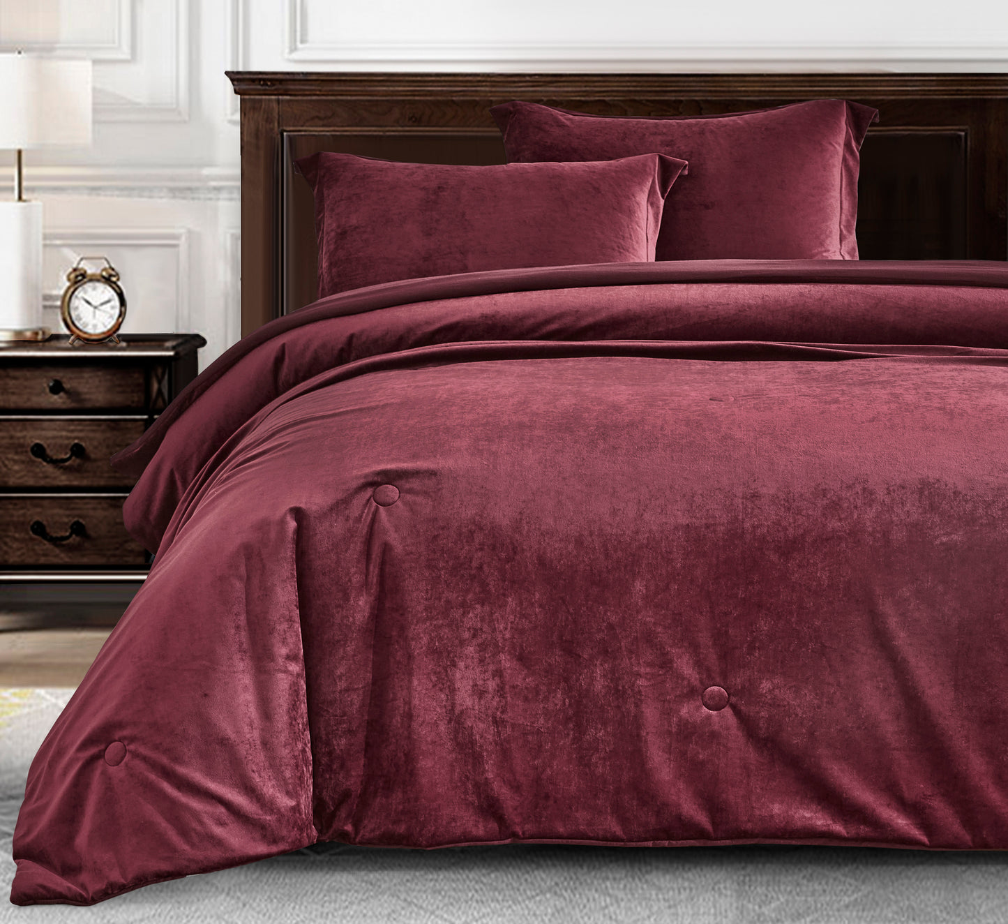 Lux Distressed Velvet Comforter Set with Microfiber Reverse