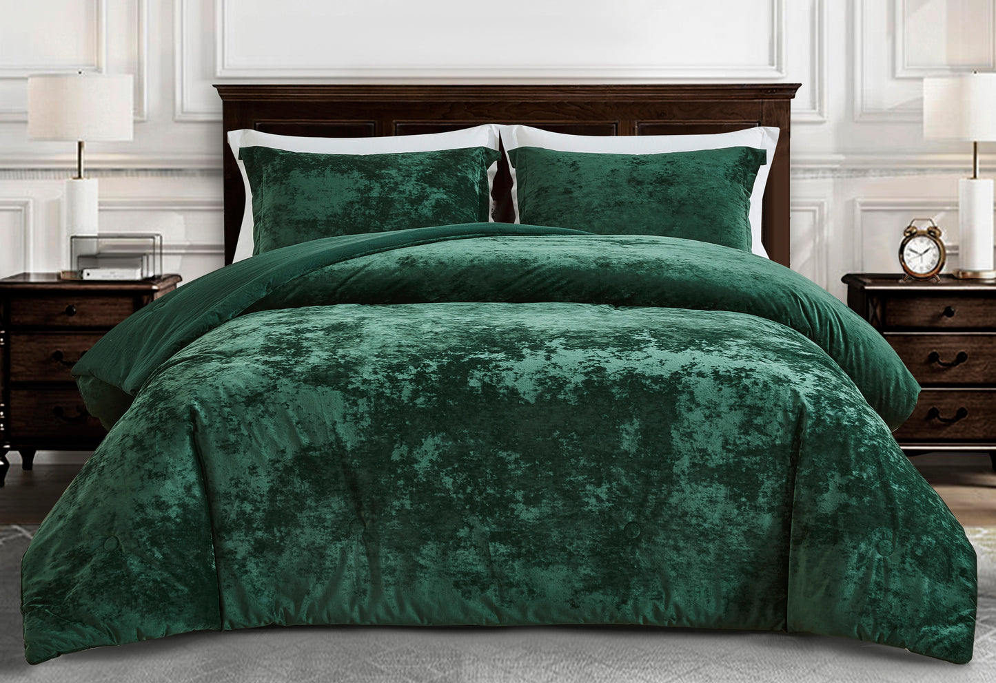 Lux Distressed Velvet Comforter Set with Microfiber Reverse