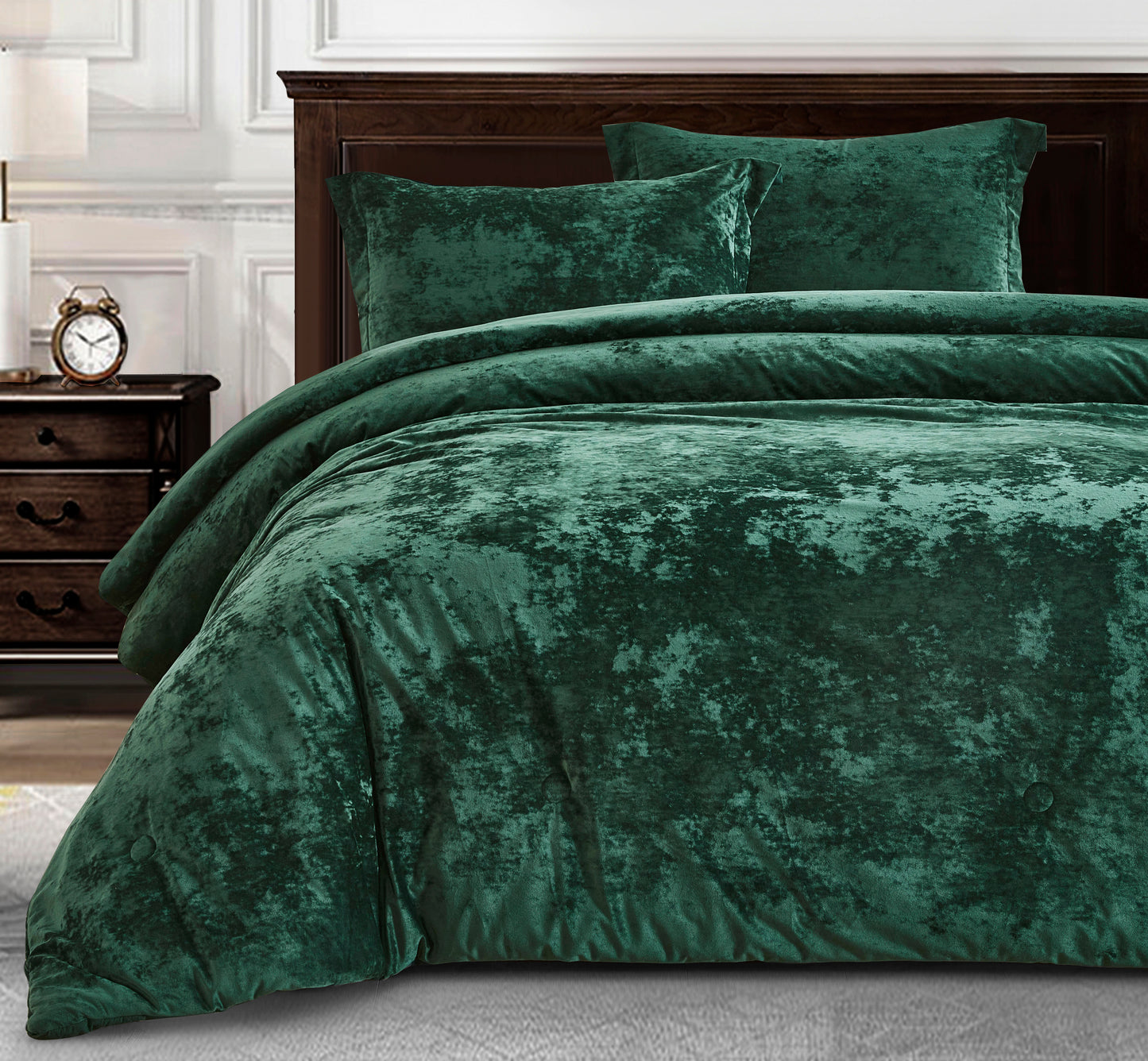 Lux Distressed Velvet Comforter Set with Microfiber Reverse