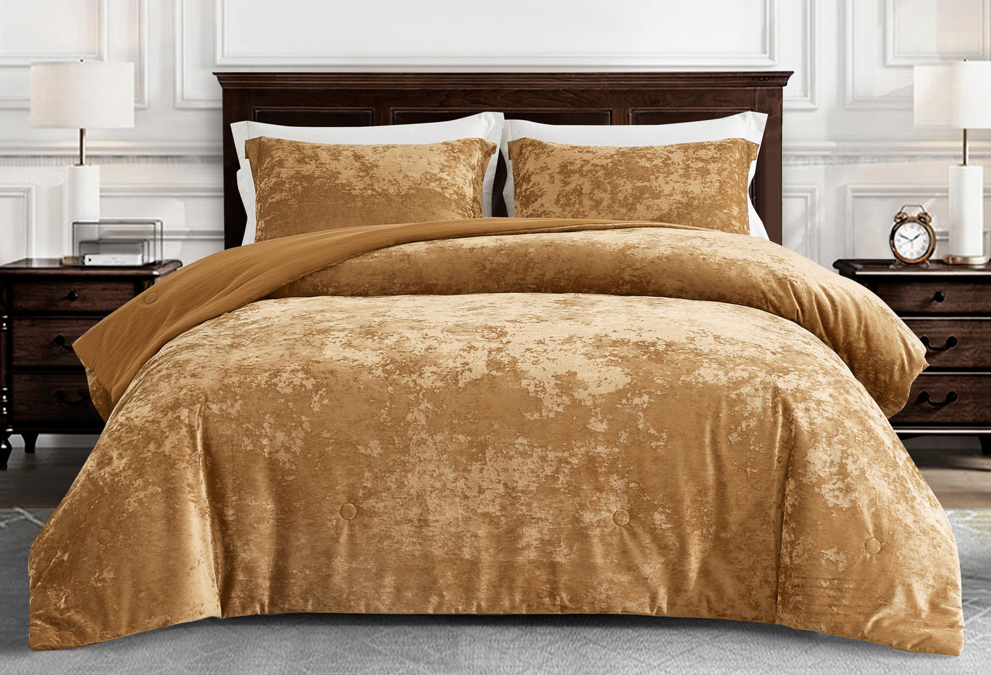 Lux Distressed Velvet Comforter Set with Microfiber Reverse