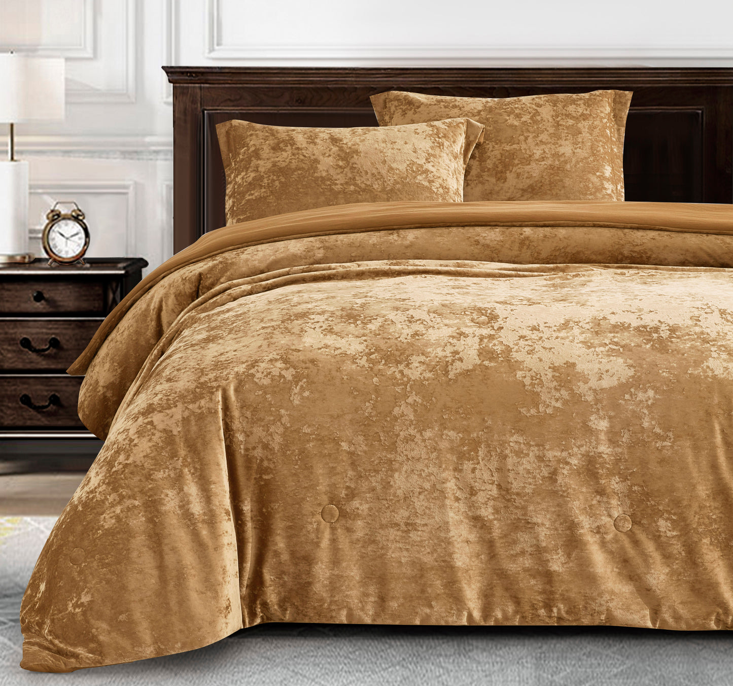 Lux Distressed Velvet Comforter Set with Microfiber Reverse