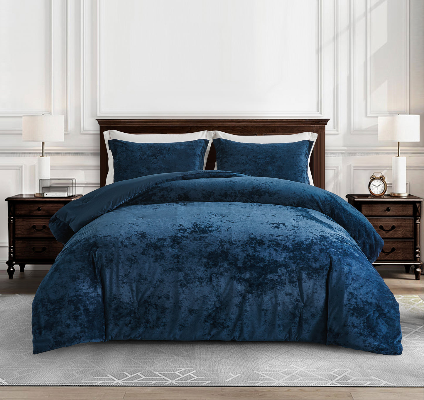 Lux Distressed Velvet Comforter Set with Microfiber Reverse
