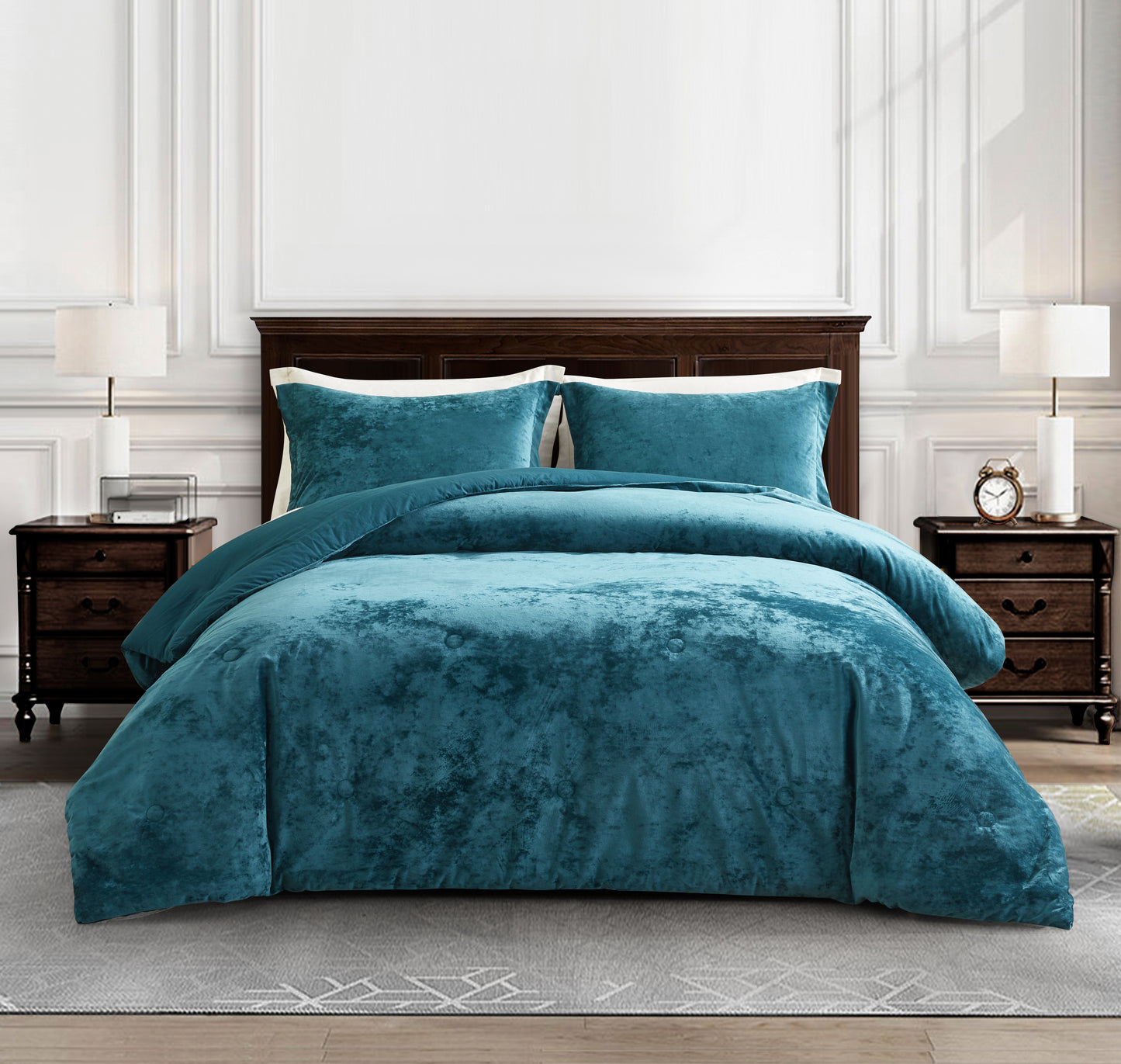 Lux Distressed Velvet Comforter Set with Microfiber Reverse