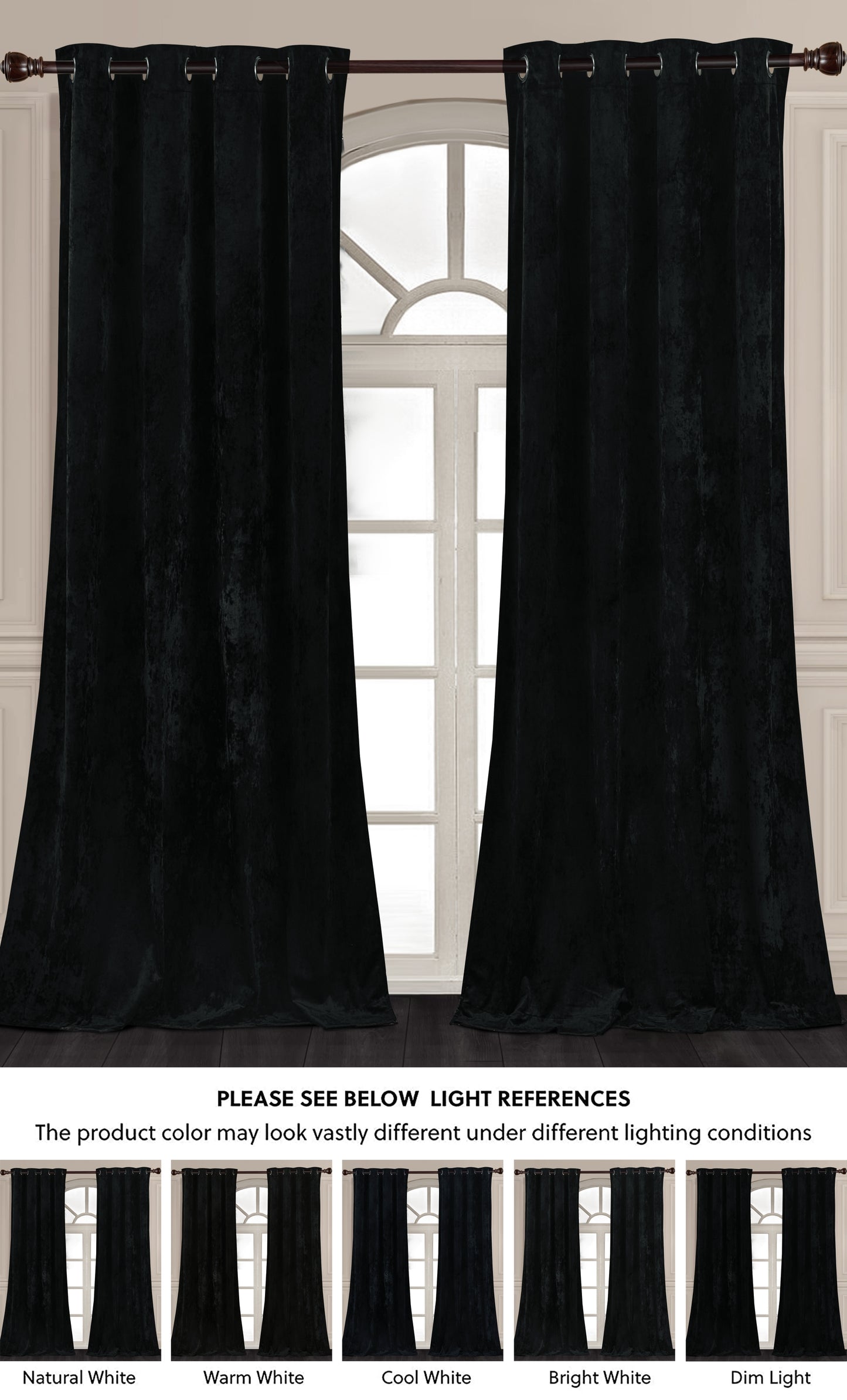 Lux Velvet Grommet Top Window Curtain Set