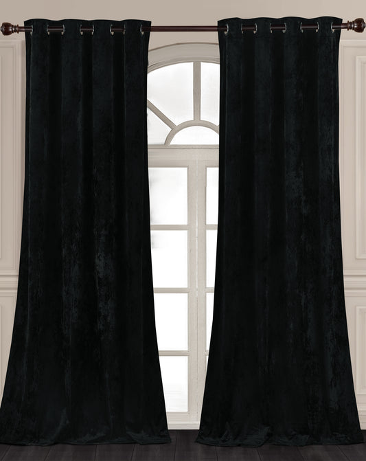 Lux Velvet Grommet Top Window Curtain Set