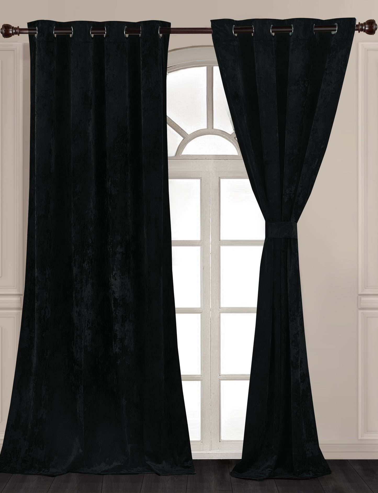 Lux Velvet Grommet Top Window Curtain Set