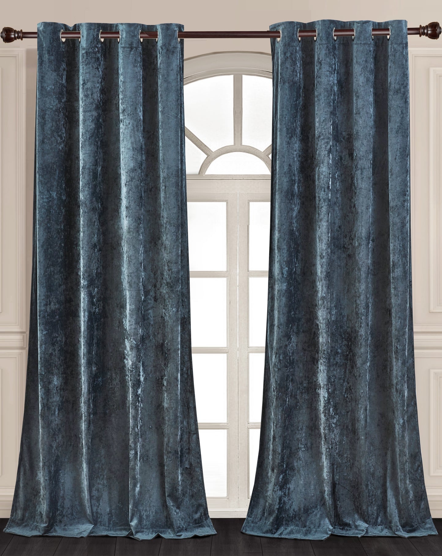 Lux Velvet Grommet Top Window Curtain Set