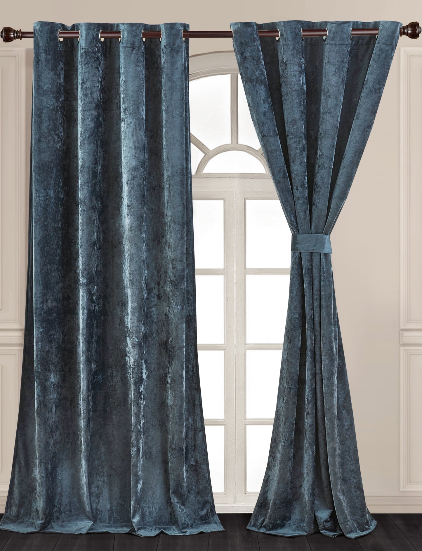 Lux Velvet Grommet Top Window Curtain Set