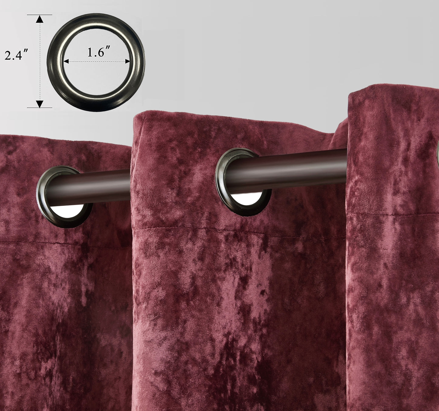 Lux Velvet Grommet Top Window Curtain Set