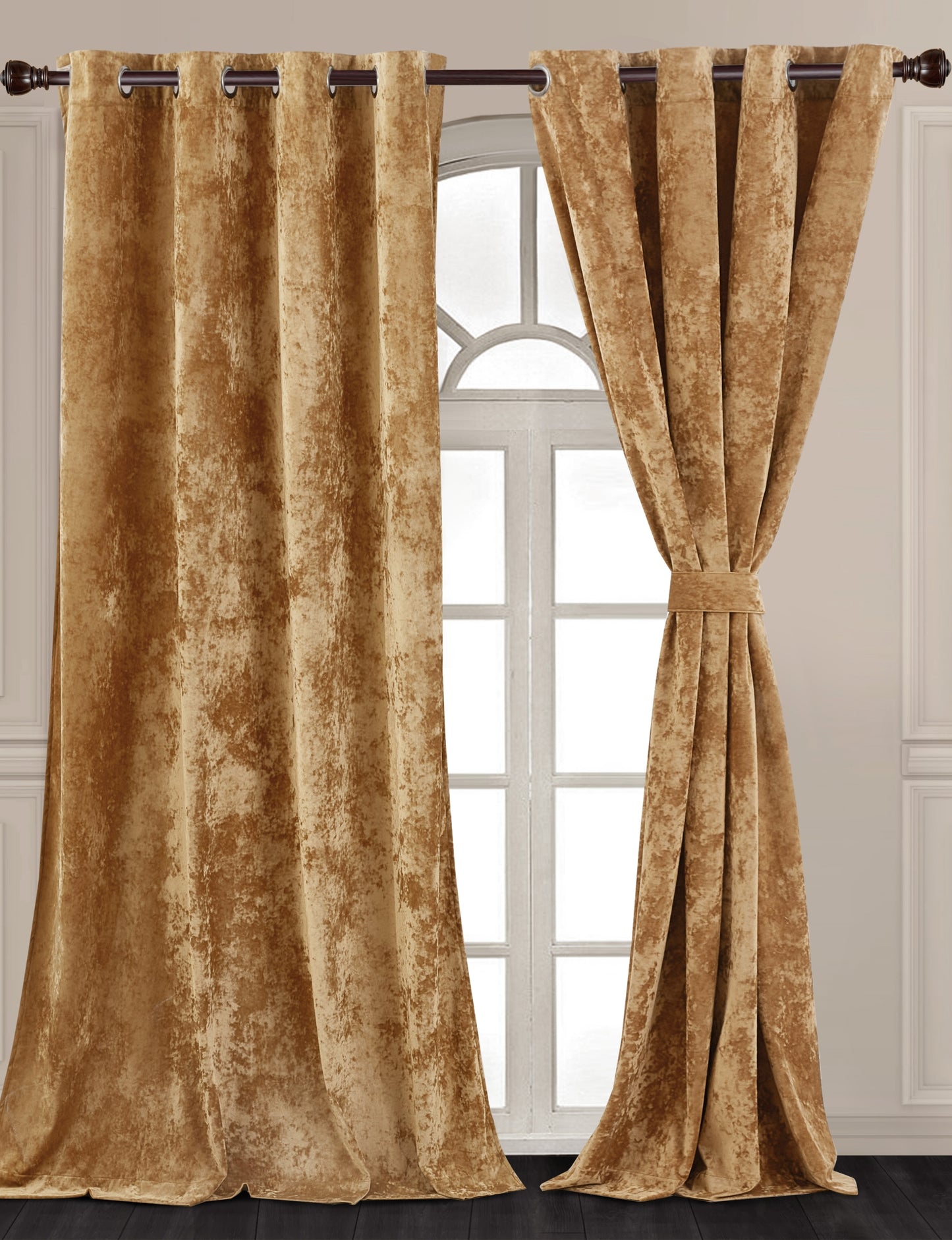 Lux Velvet Grommet Top Window Curtain Set