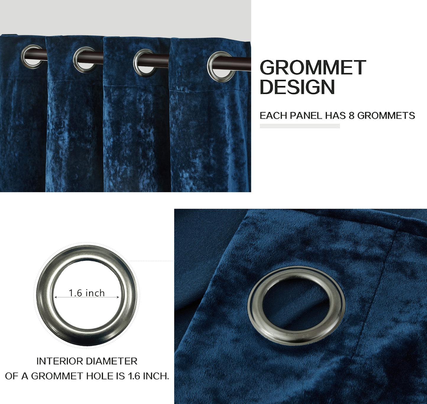 Lux Velvet Grommet Top Window Curtain Set