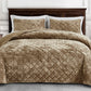 Lux Diamond Stitched Distressed Velvet Quilt Set